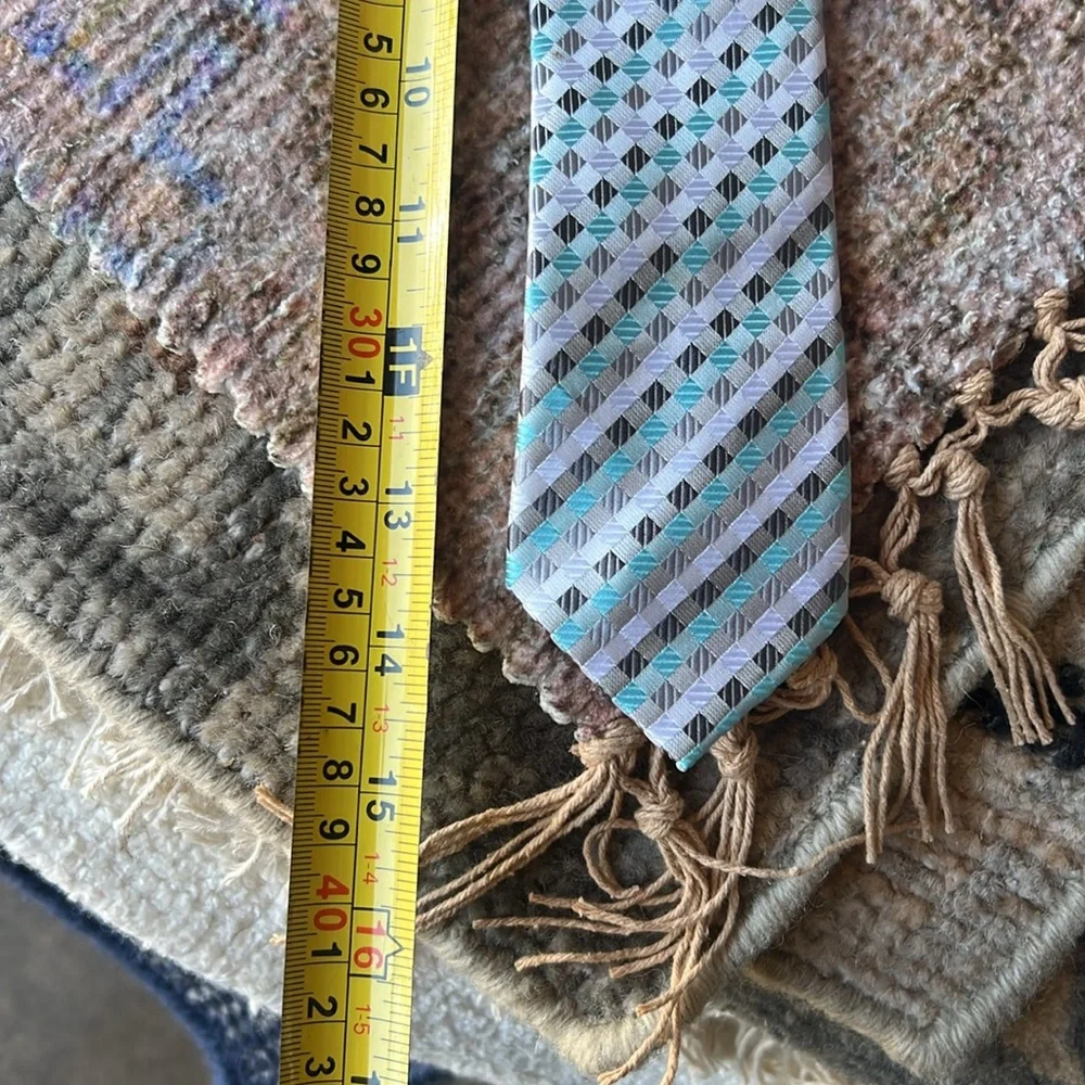 Vintage Kids Awesome Clip-on Tie - Blue, Grey and White